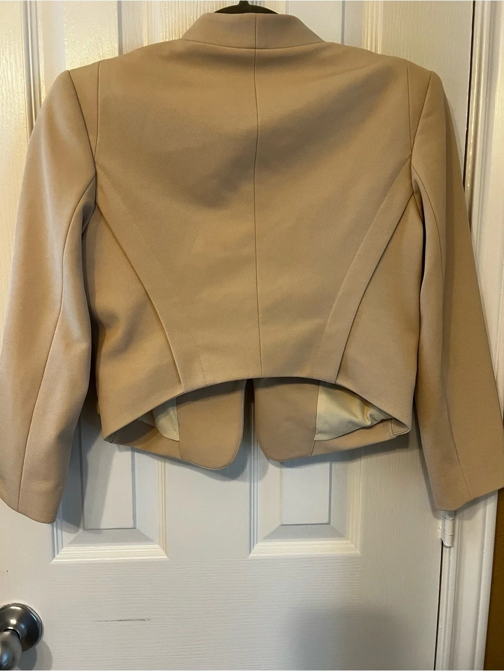 ZAC Zac Posen Cropped Blazer in Light Beige, Size 0